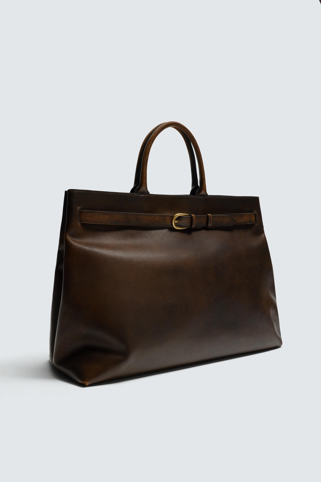 BOLSO DE MANO PIEL / Marr?n - Zara фото 13