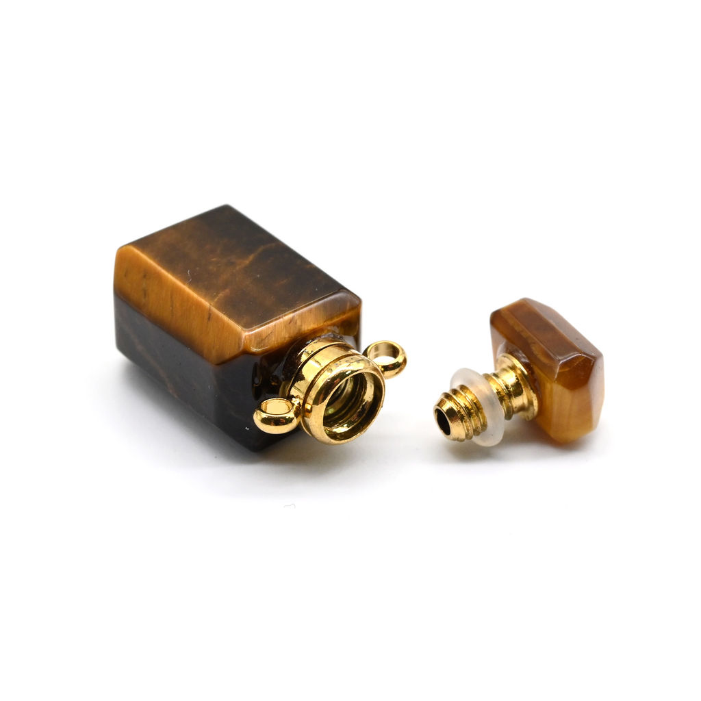 Парфюмерный флакон кулон из тигрового глаза 10*8*20мм