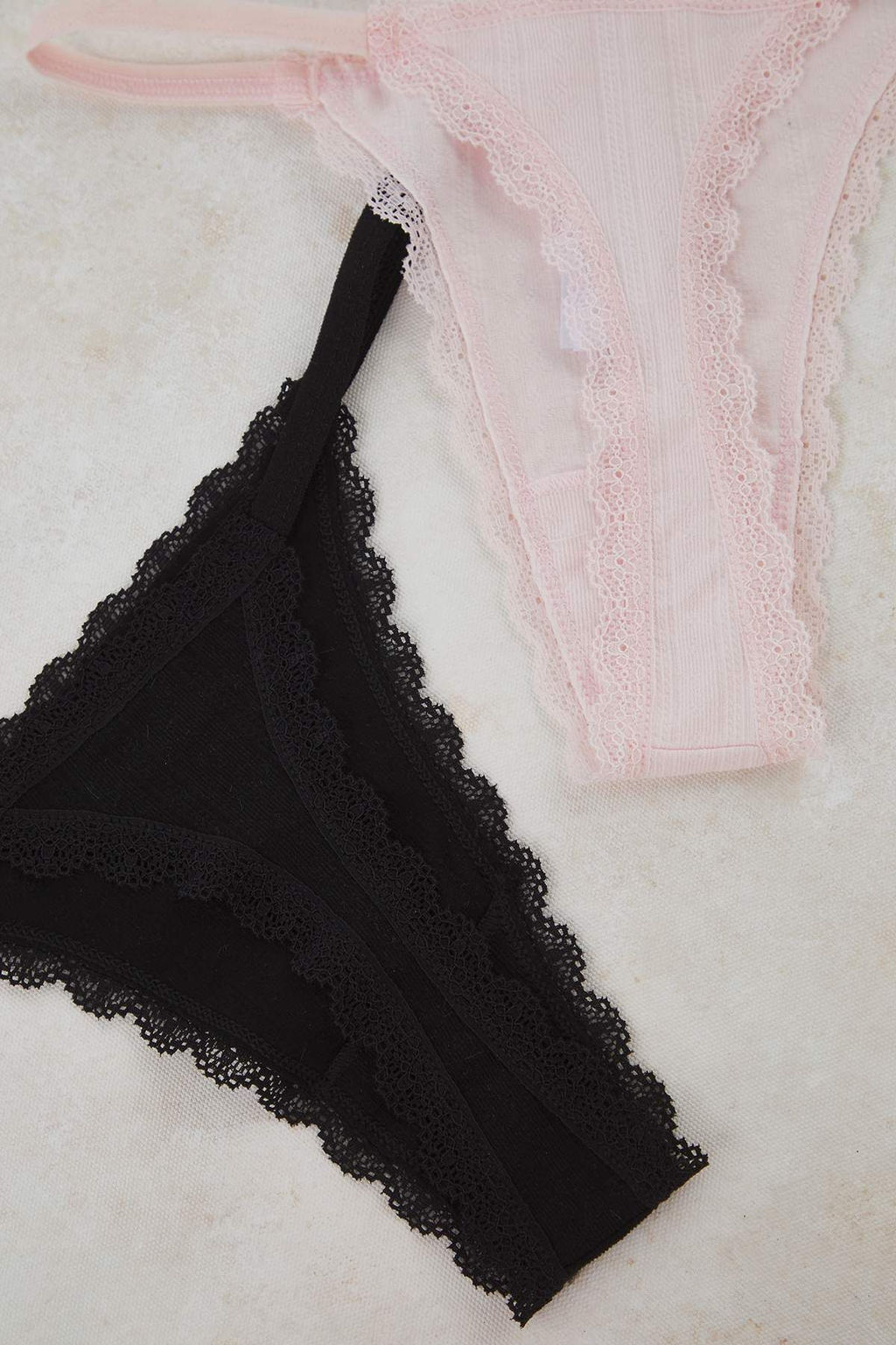 Siyah-Pembe 2li Seamless Tanga Dantel Detayl? Dokulu Tanga Kulot THMAW26KU00002 - Trendyolmilla фото 9