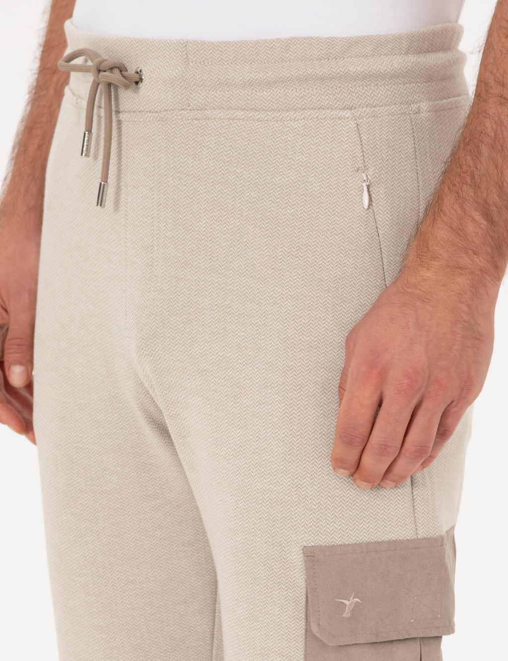 Bej Slim Fit Kargo Cepli Pa_as_ D_z E_ofman Alt_
