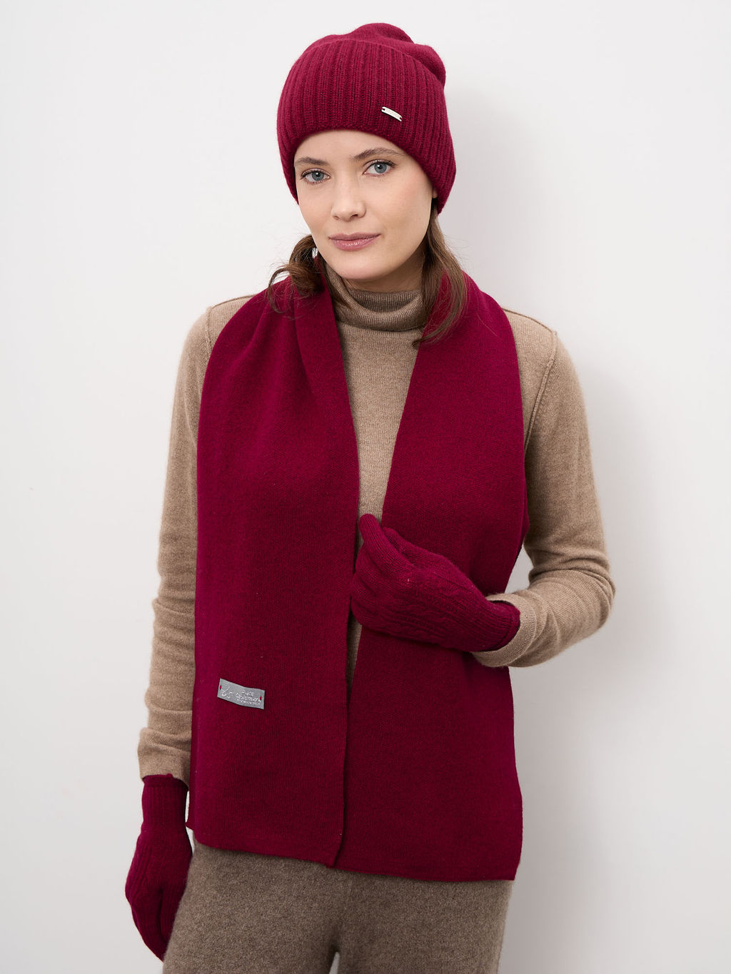 Перчатки из кашемира ULkos бордовые