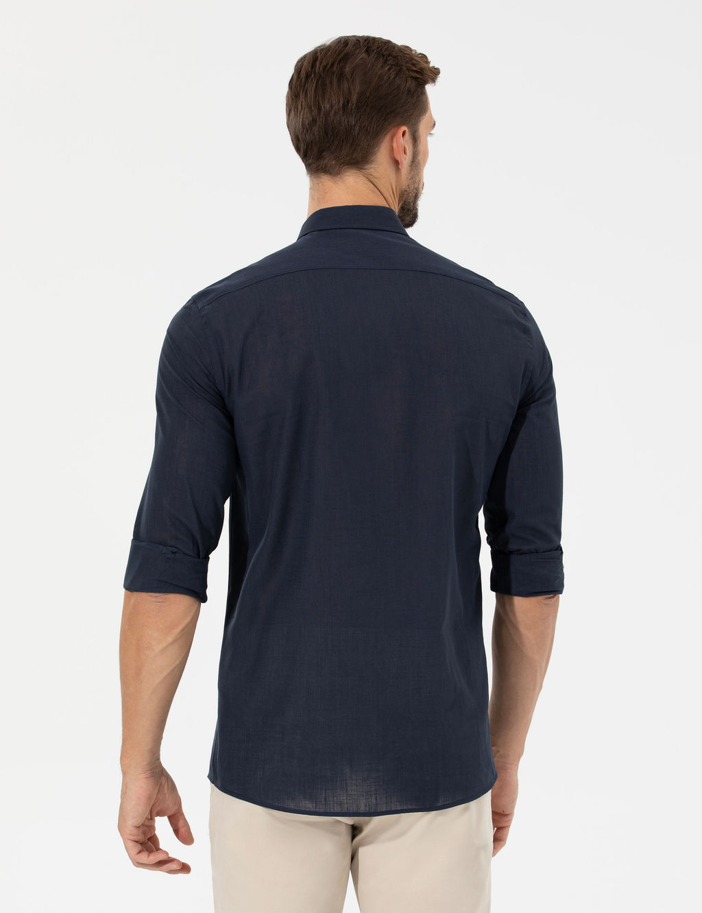 Lacivert Slim Fit Uzun Kollu G_mlek