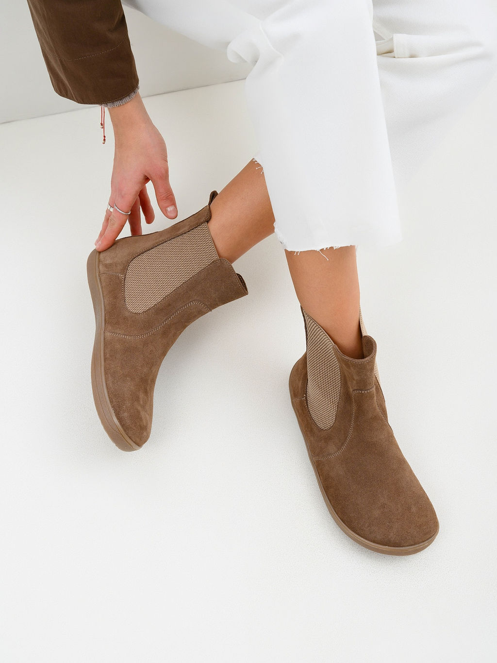 Босоногие ботинки 366.К.NATAbr.Серо-коричневая замша