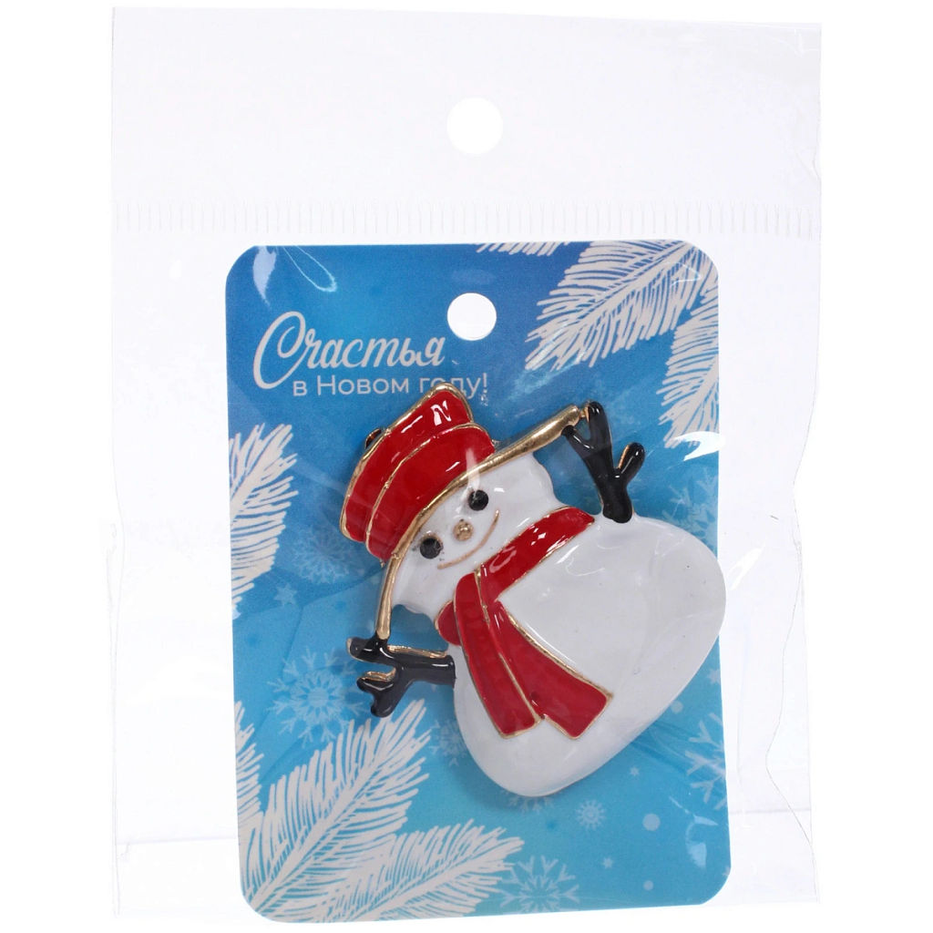 Цена за 3 шт. Брошь "Рождественское чудо - Снеговик", 4,2*3,5см