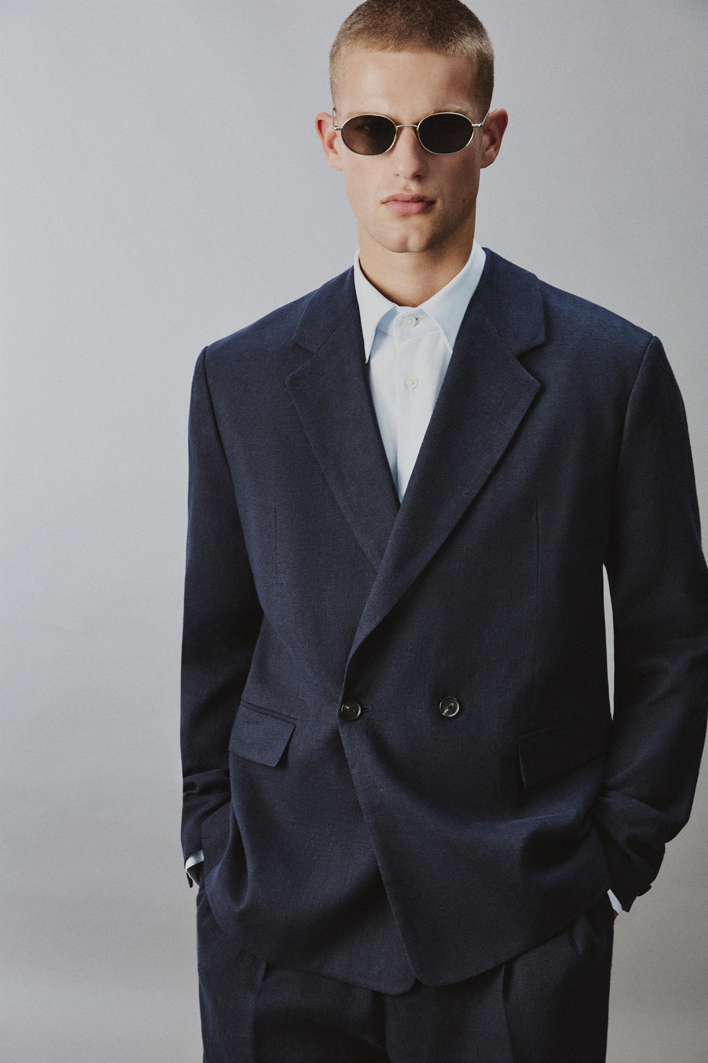 BLAZER CRUZADA TRAJE LINO - ALGOD?N / ?ndigo