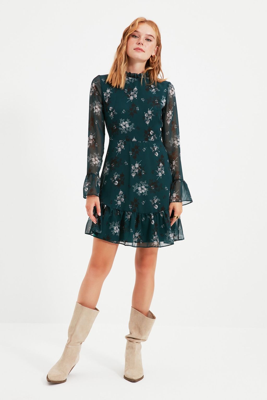 TRENDYOLMILLA Siyah Dik Yaka Dokuma Elbise TCLAW19LJ0076  фото 20