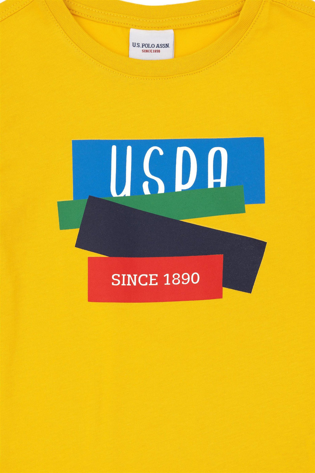 Футболка U.S. Polo Assn для мальчиков с круглым вырезом шафрановая из хлопка  фото 6