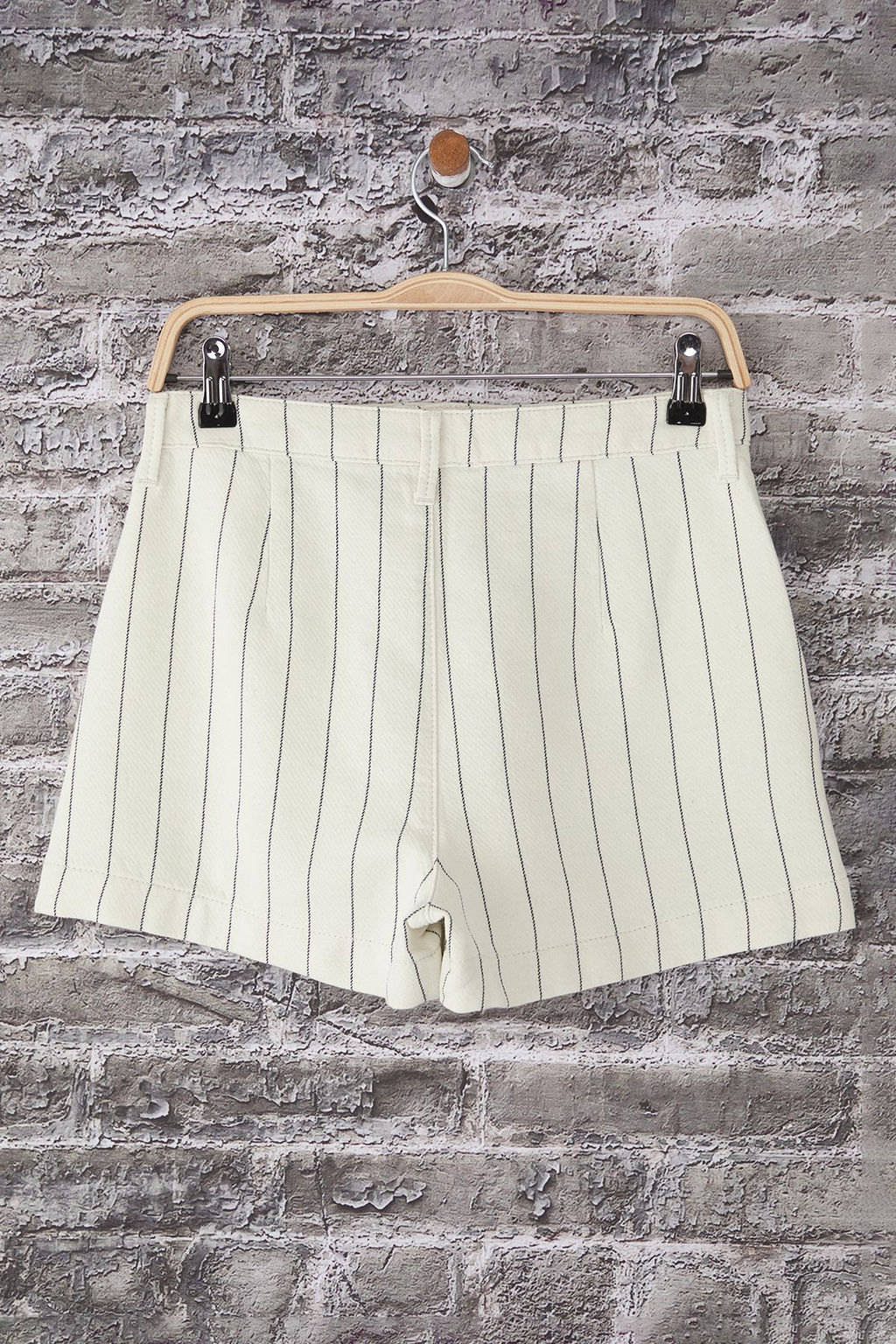 Trendyolmilla Ekru Cizgili Yuksek Bel City Boy Denim Sort TWOSS25SR00216 фото 6