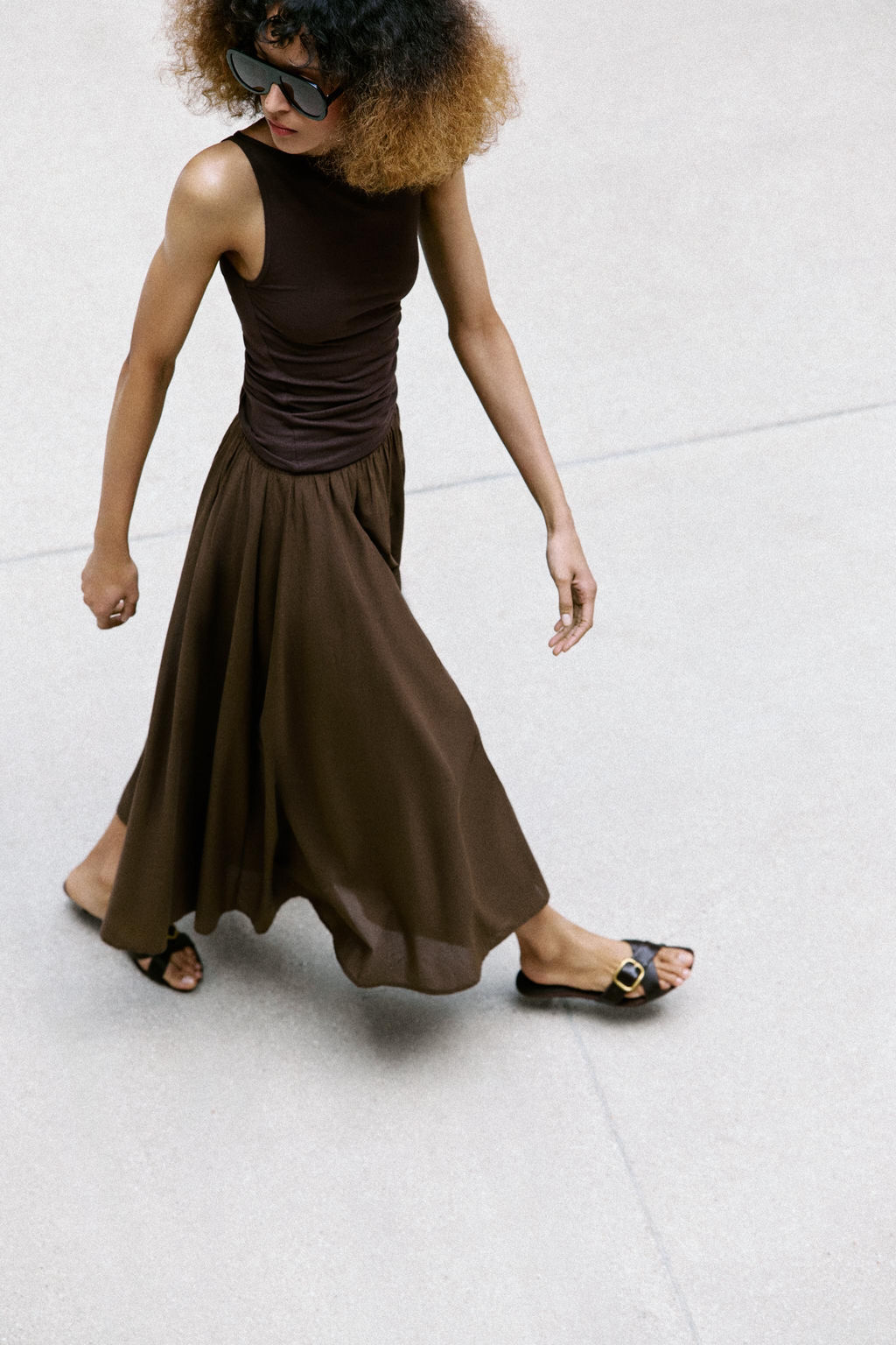 FALDA MIDI CAPA / Marr?n - Zara фото 6