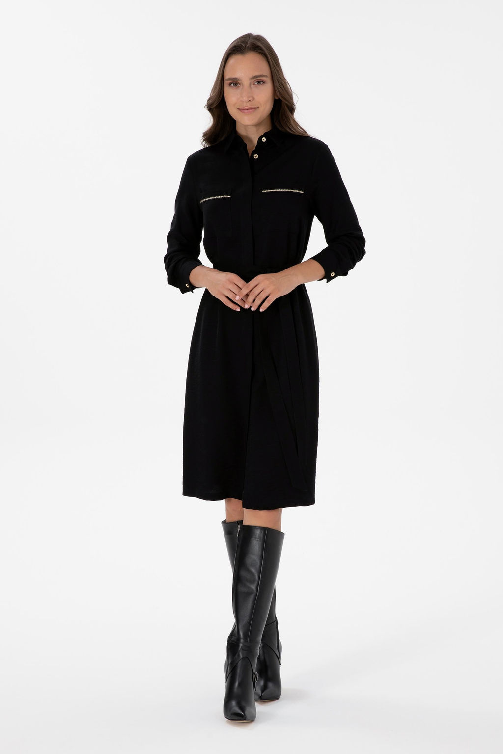Kad_n Siyah Dokuma Elbise Sepette S_rpriz _ndirim - U.s. polo assn фото 7