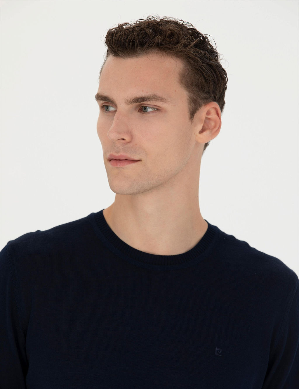 Lacivert Slim Fit Bisiklet Yaka Y_n Kar___ml_ Basic Triko Kazak - Pierre cardin фото 2