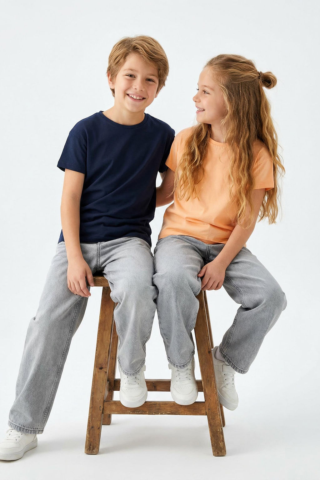 Lacivert-Turuncu 2li Unisex %100 Pamuk Basic K?sa Kol Orme T-Shirt TKDSS25TS00102 - Trendyolmilla фото 4
