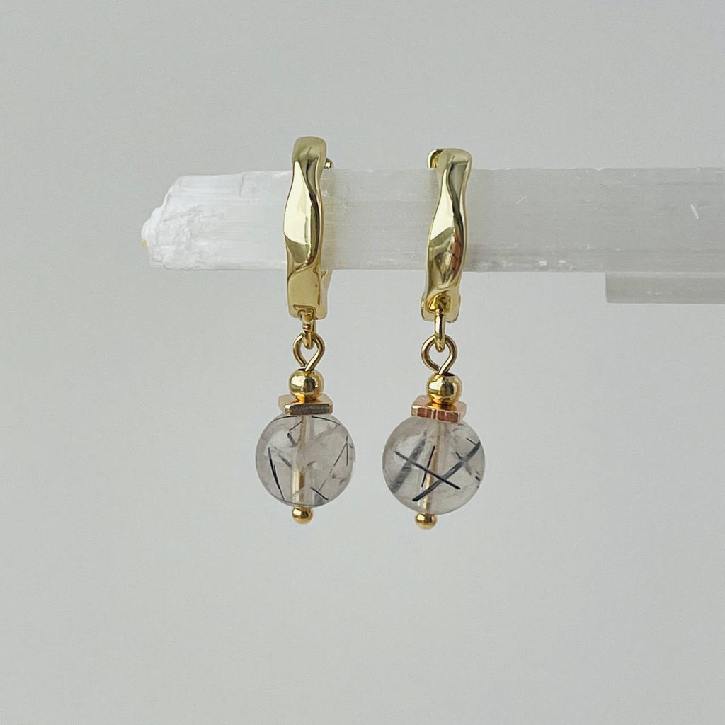 Серьги из Кварца с включением Турмалина