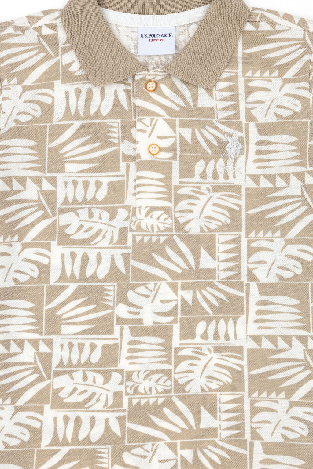 U. S. Polo Assn / Светлая футболка цвета хаки для мальчиков с круглым вырезом - U.s. polo assn фото 3