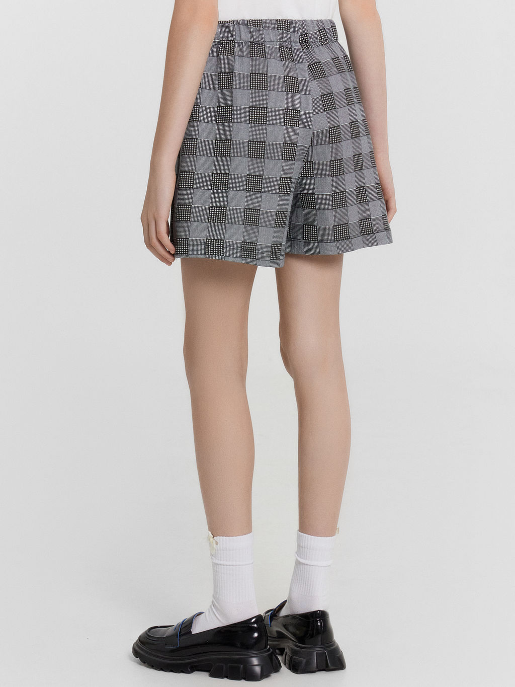 Шорты юбка для девочек серые в клетку - Mark formelle фото 4