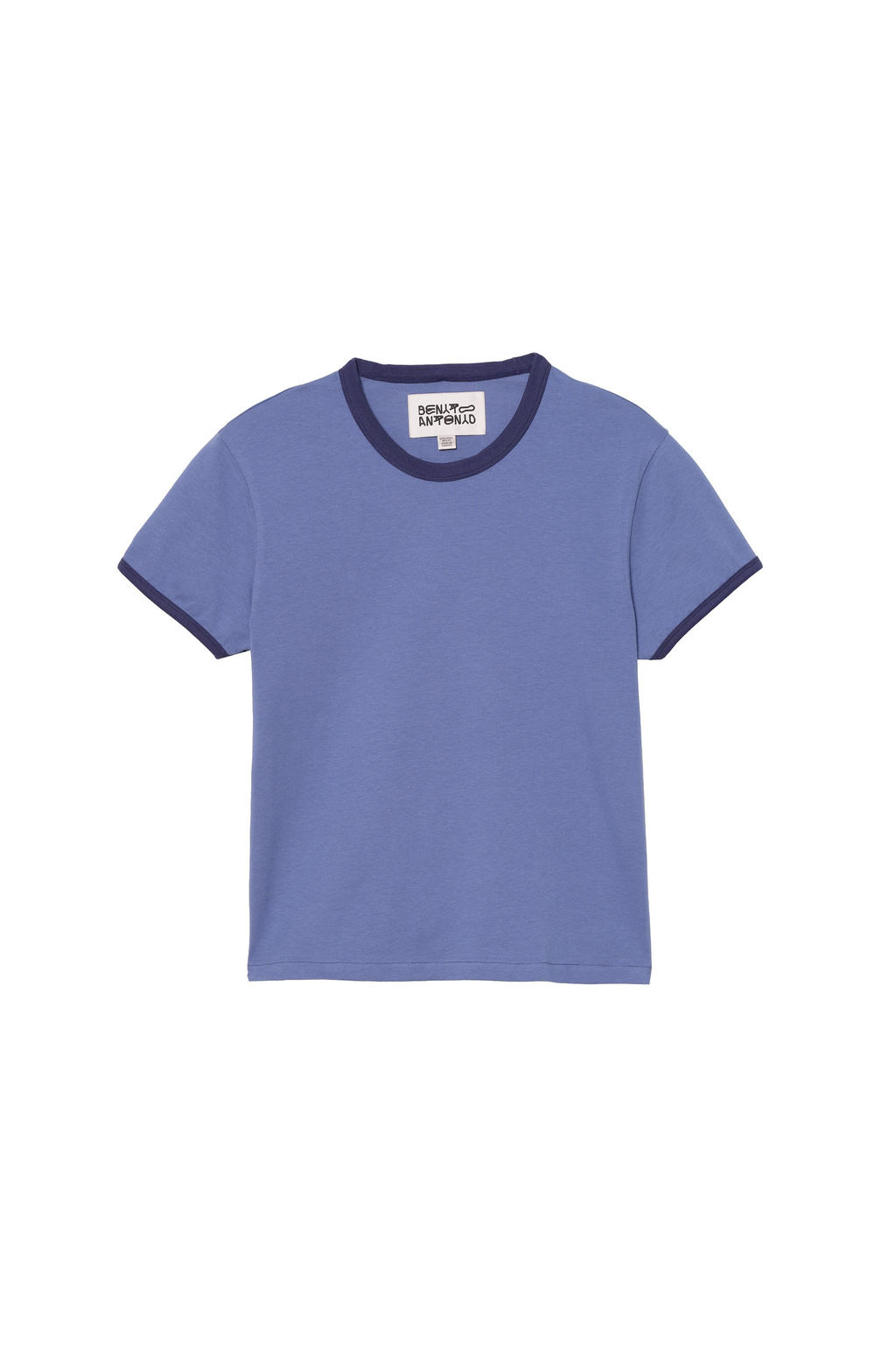 CAMISETA SLIM FIT RIB CONTRASTE / Azul
