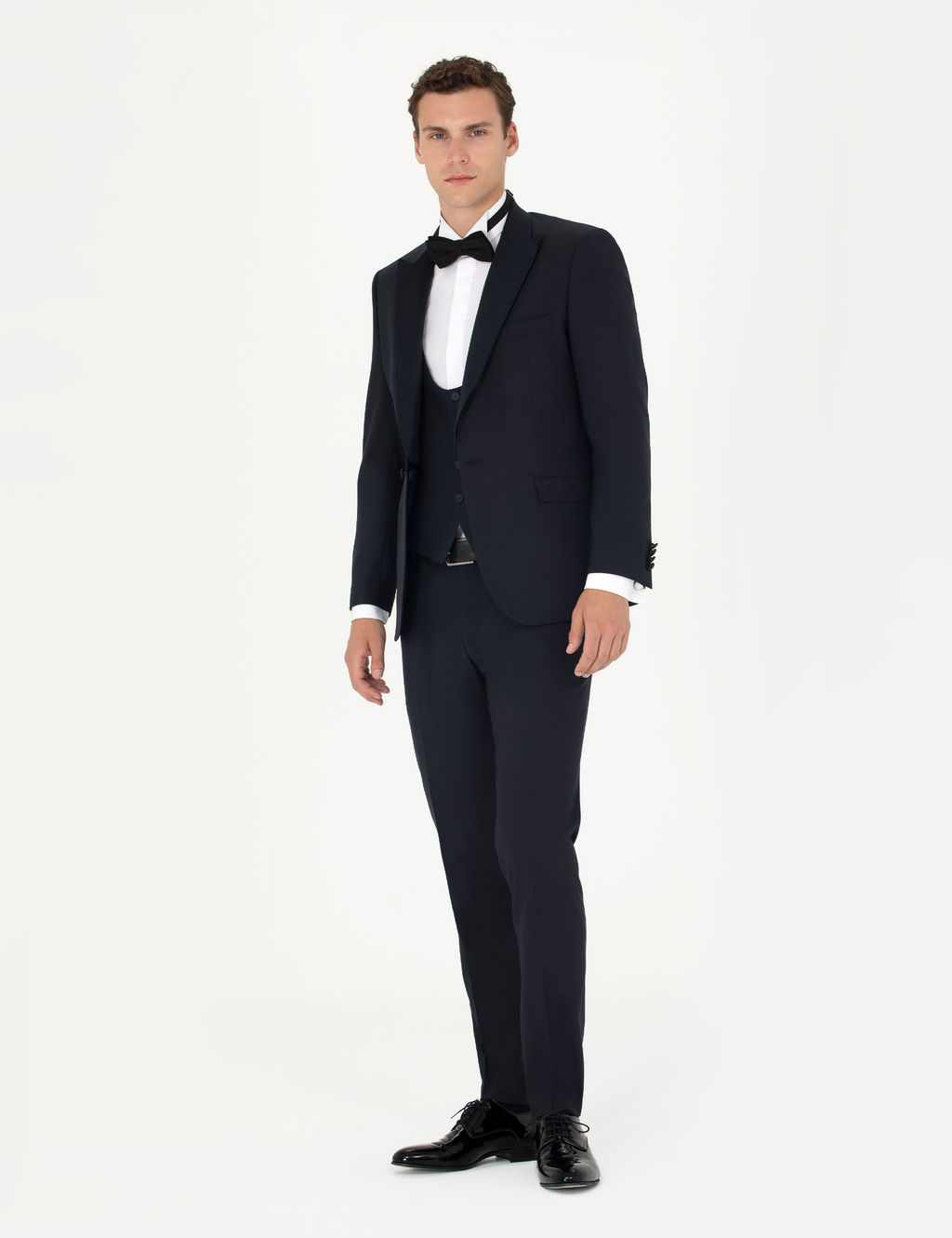 Lacivert Ex. Slim Fit Yelekli Smokin