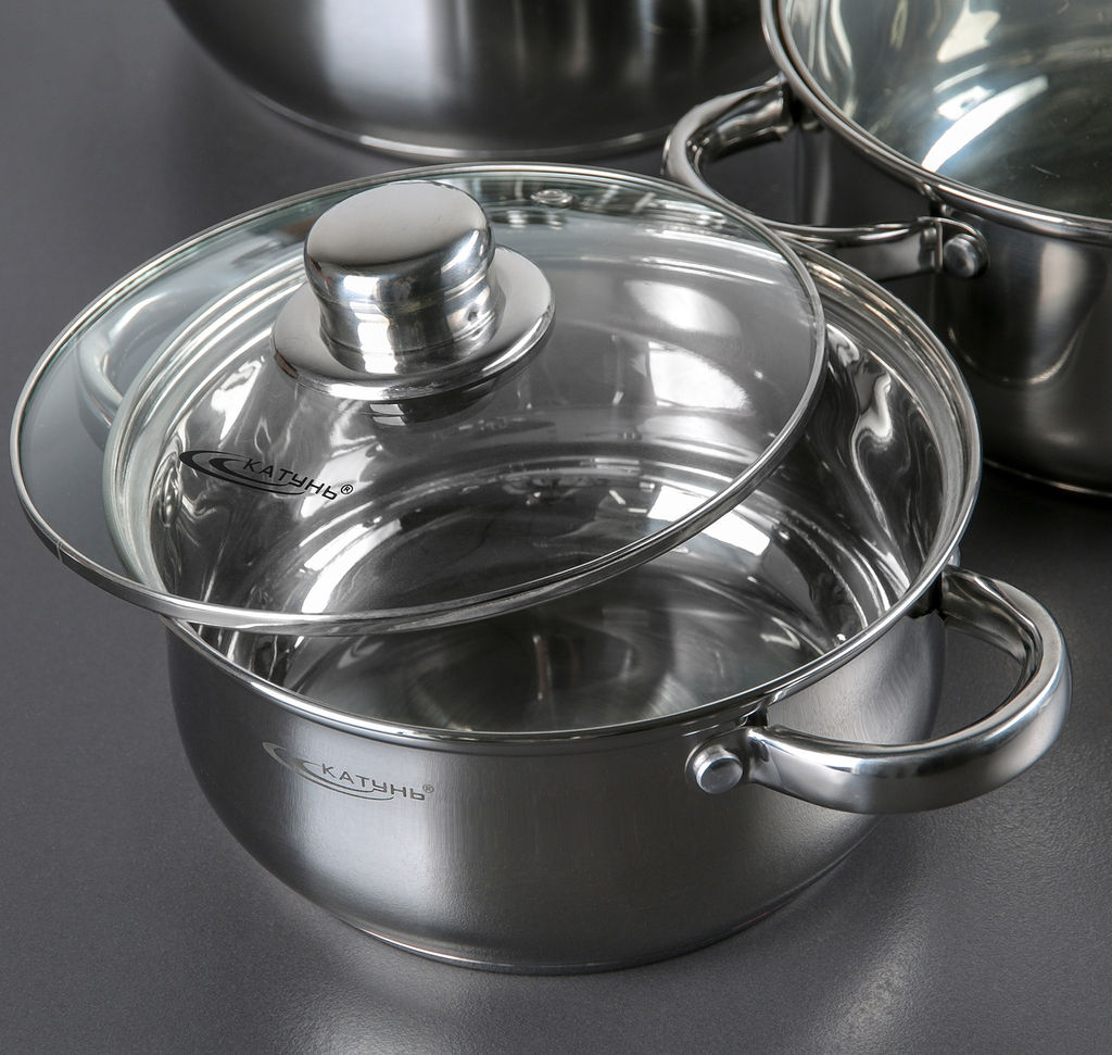 Набор кастрюль 6 пр. (2,2+3,2+4,2л) (ГРЕТТА) в под/уп (KT04-В) Катунь