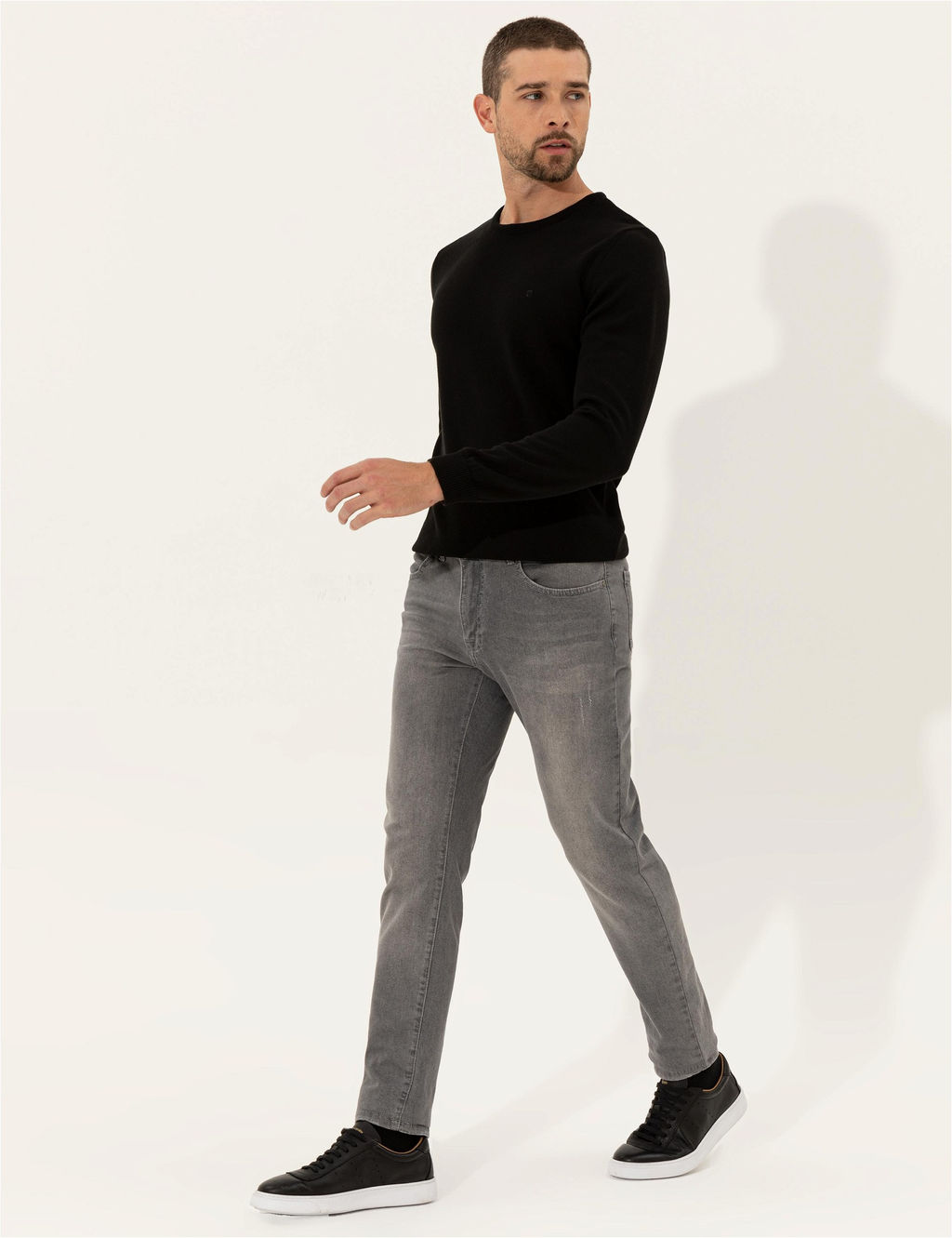 Siyah Slim Fit Bisiklet Yaka Basic Triko Kazak - Pierre cardin фото 4