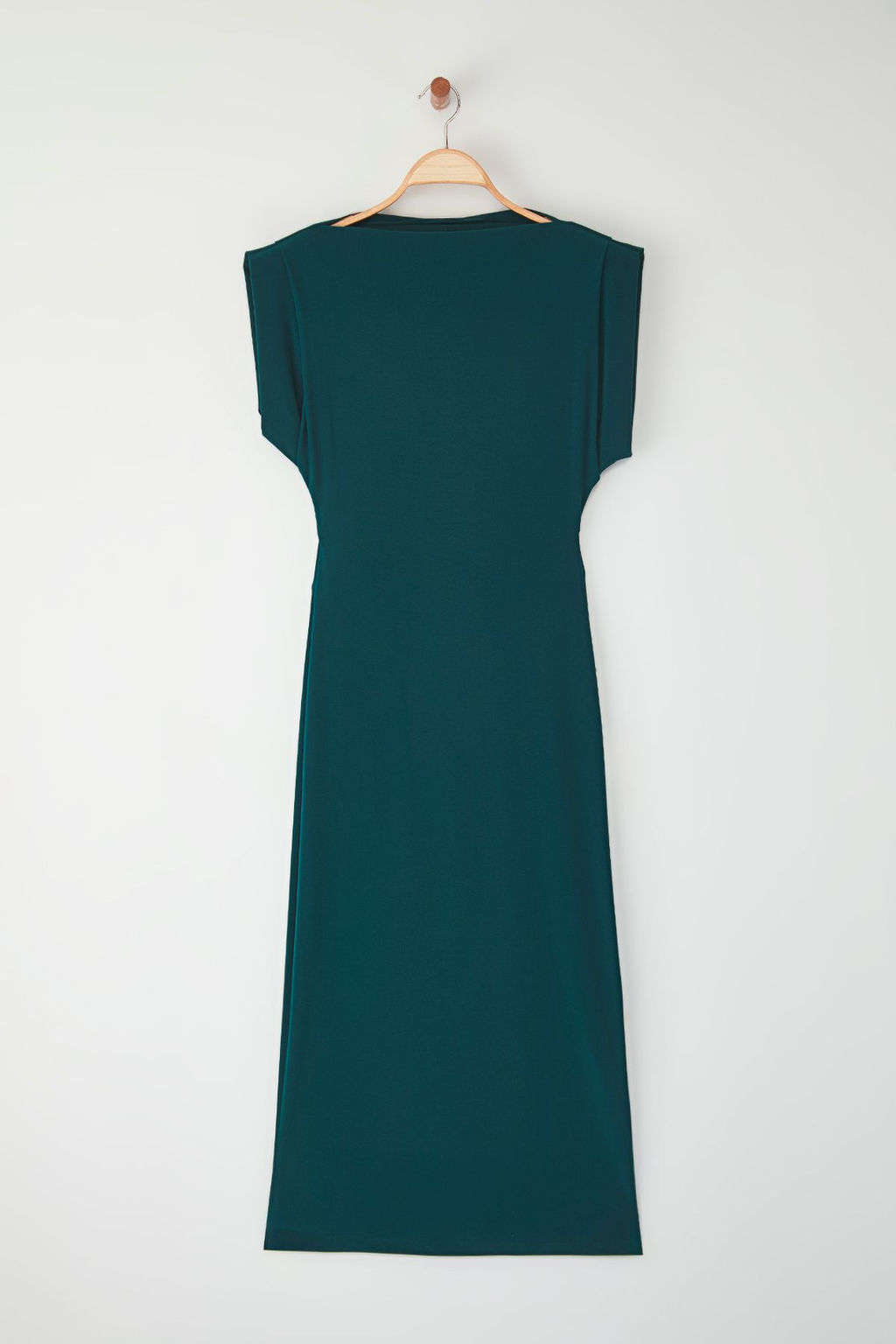 Zumrut Yesili Duz Vatkal? Drapeli Bodycone/Vucuda Oturan Esnek Orme Elbise TWOSS24EL00975