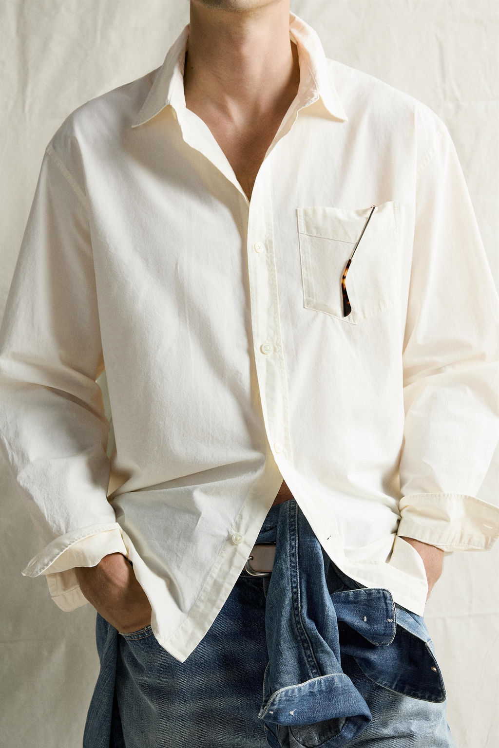 CAMISA RELAXED FIT ALGOD?N / Blanco - Zara фото 6