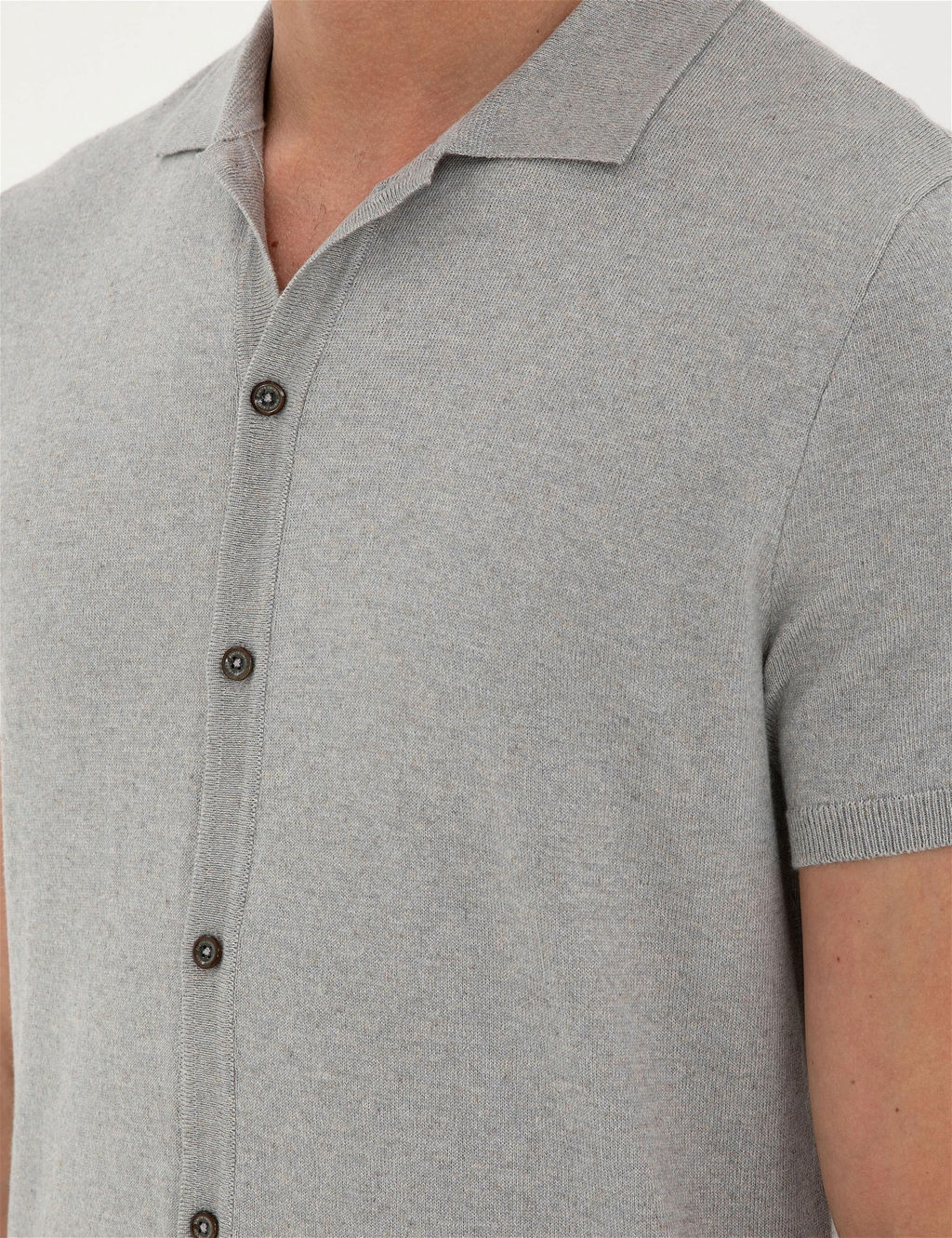 A__k Gri Slim Fit D__meli Polo Yaka Keten Kar___ml_ Triko Kazak - Pierre cardin фото 7