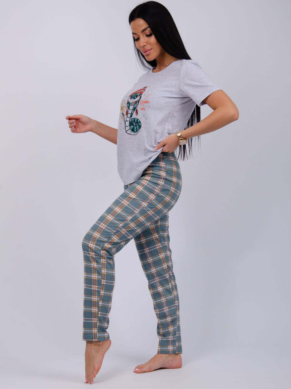 Пижама Символ брюки, трикотаж - Малина фото 4