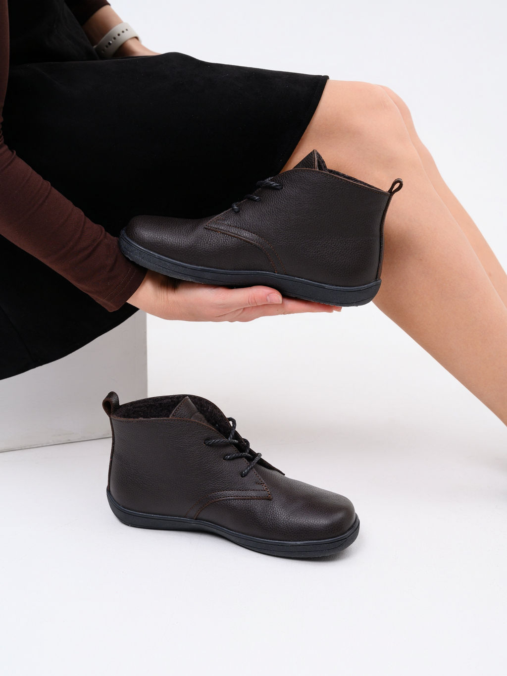 Ботинки женские демисезонные 208.NATAbl.Темно-коричневая оттима/Шерсть