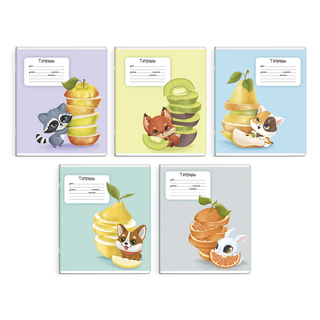 Цена за 20 штТетрадь школьная ученическая, 24 л. линия, арт. 56667/ 20 СВЕЖИЕ ФРУКТЫ /