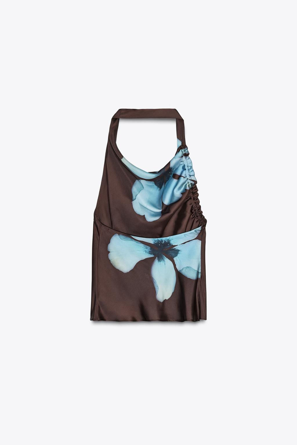 FLORAL PRINT SATIN TOP - Zara фото 7