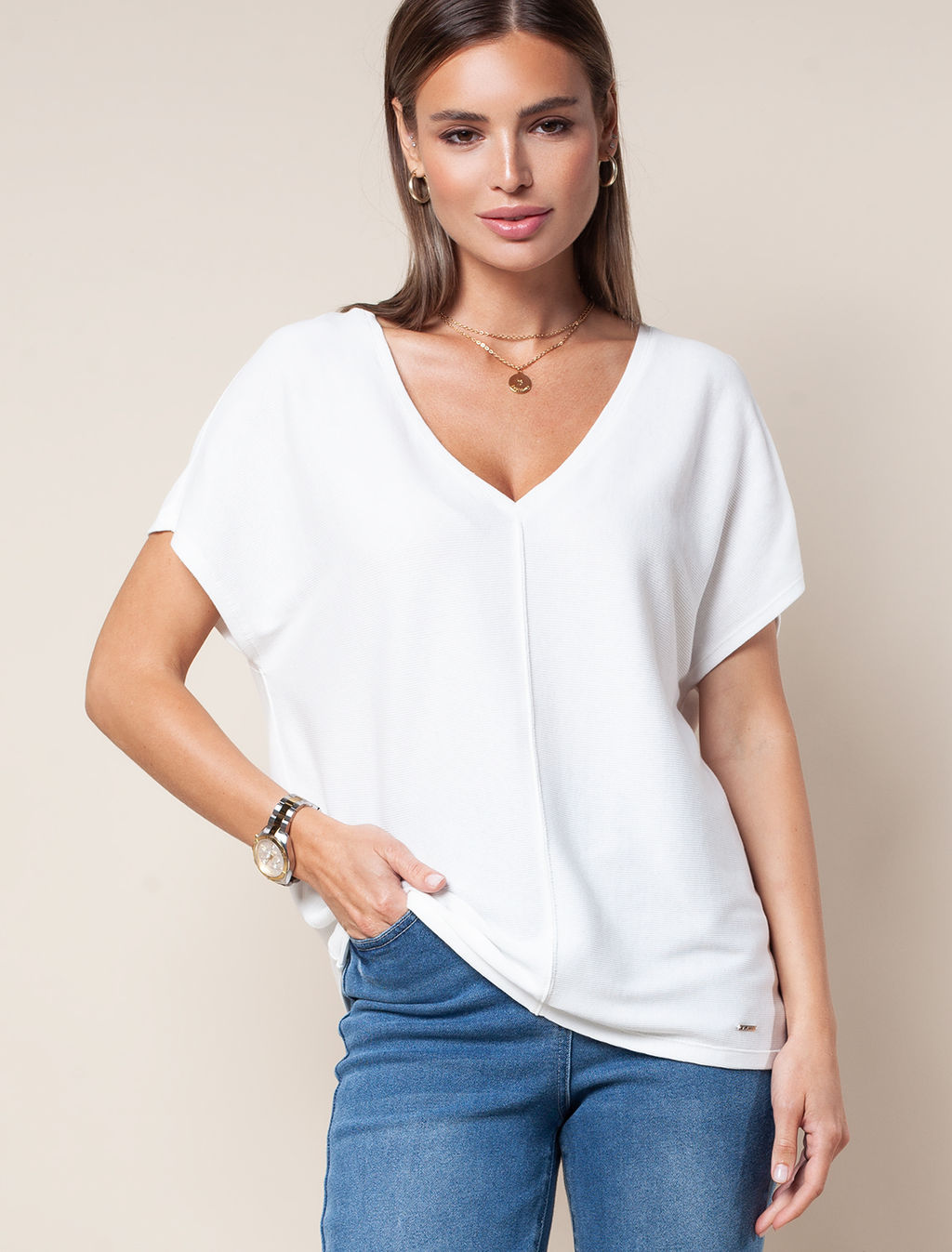 VILATTE / Футболка из премиального хлопка в рубчик  фото 2