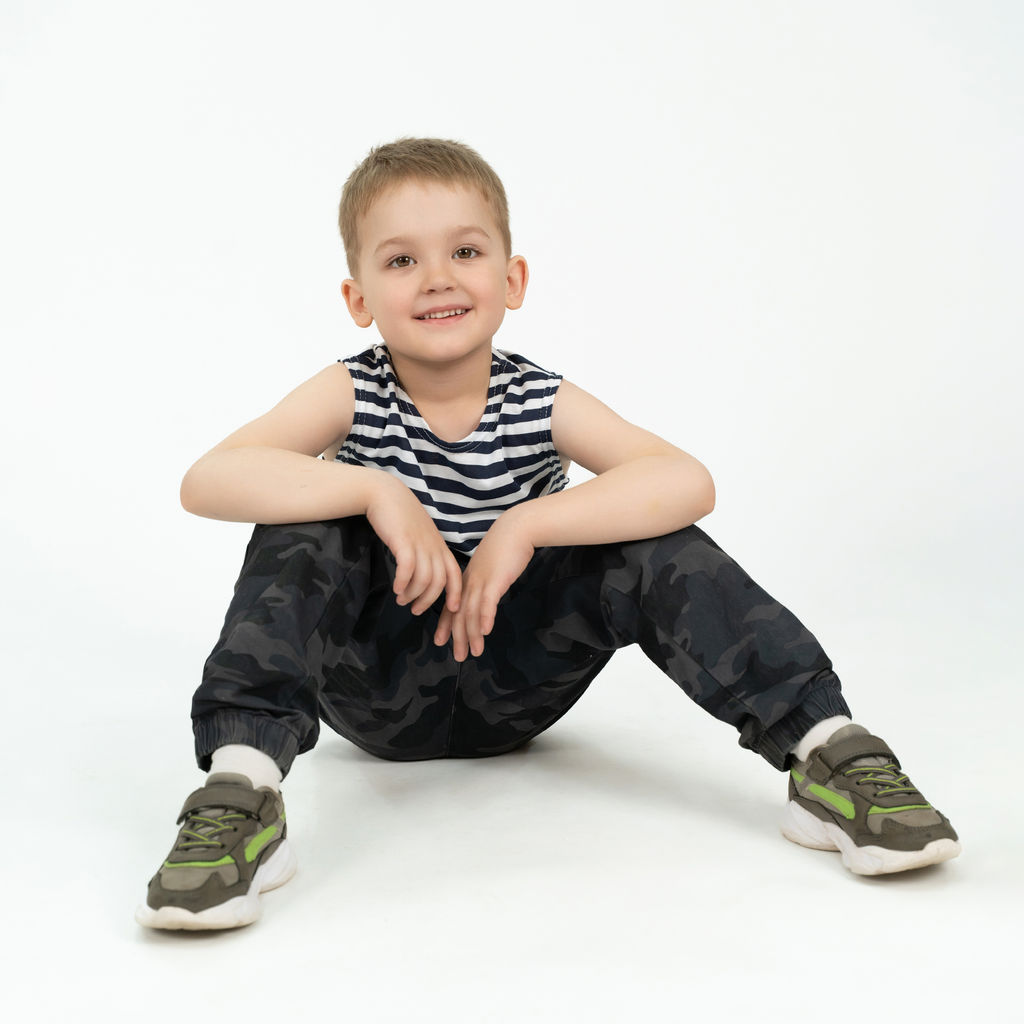 Майка тельняшка детская темносиние полоски