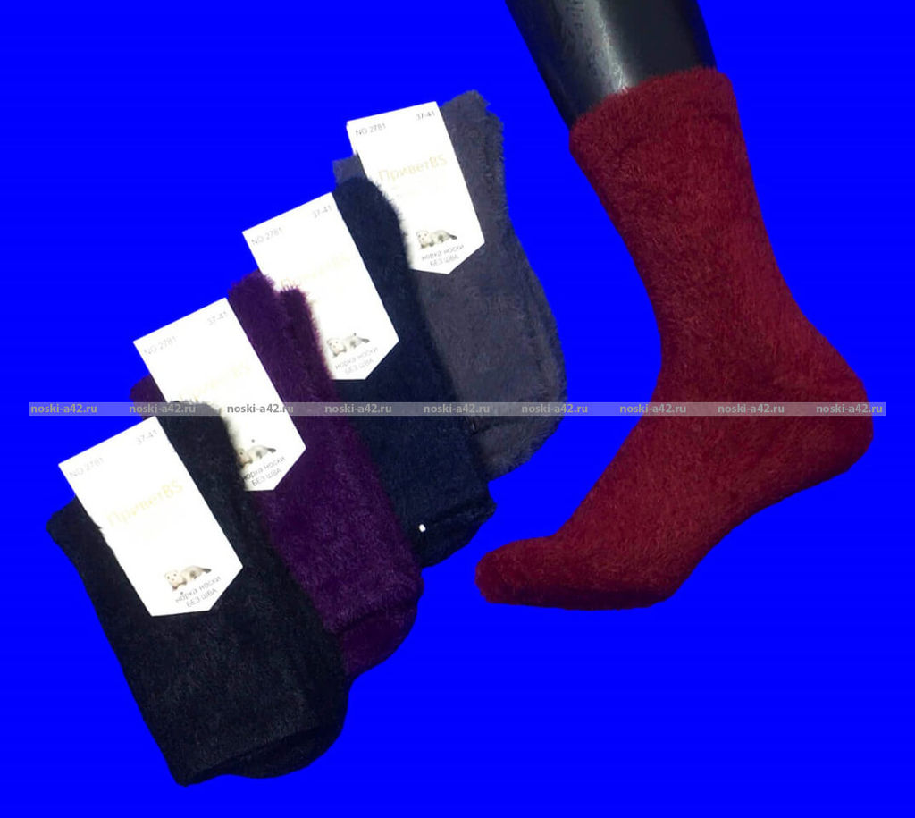 Цена за 10 пар. Термоноски женские ангора НОРКА ШЕРСТЬ высокие однотонные арт. 2781