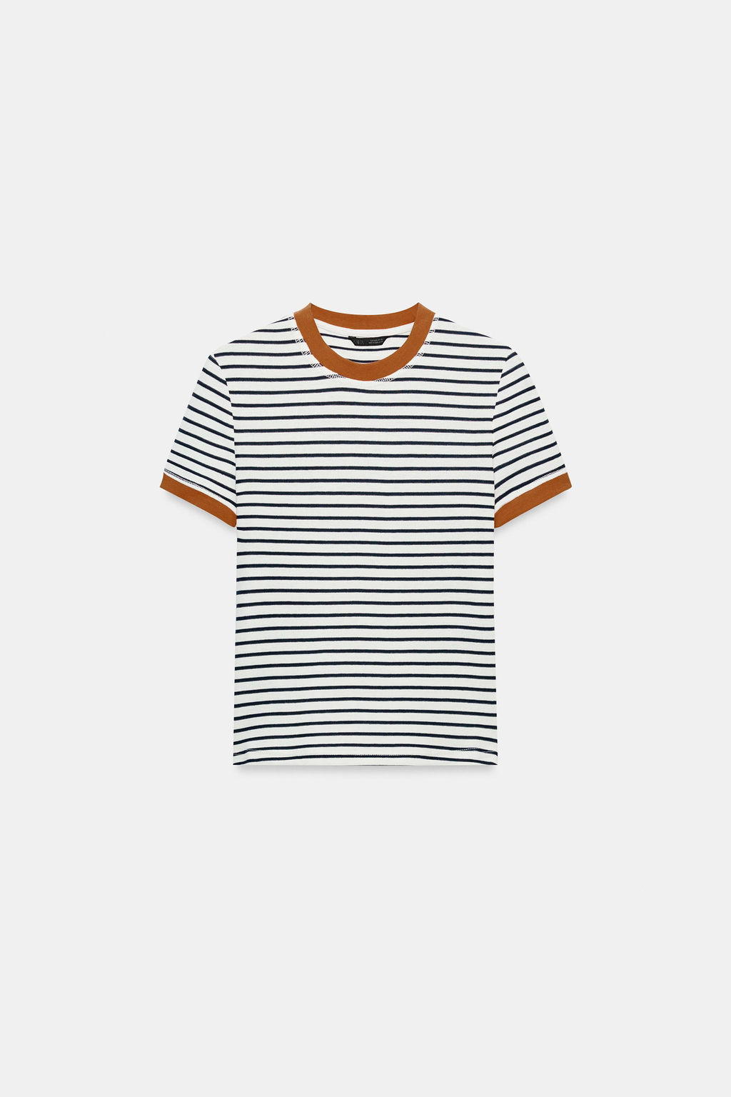 CAMISETA RAYAS MANGA CORTA / Crudo / Marino - Zara фото 4
