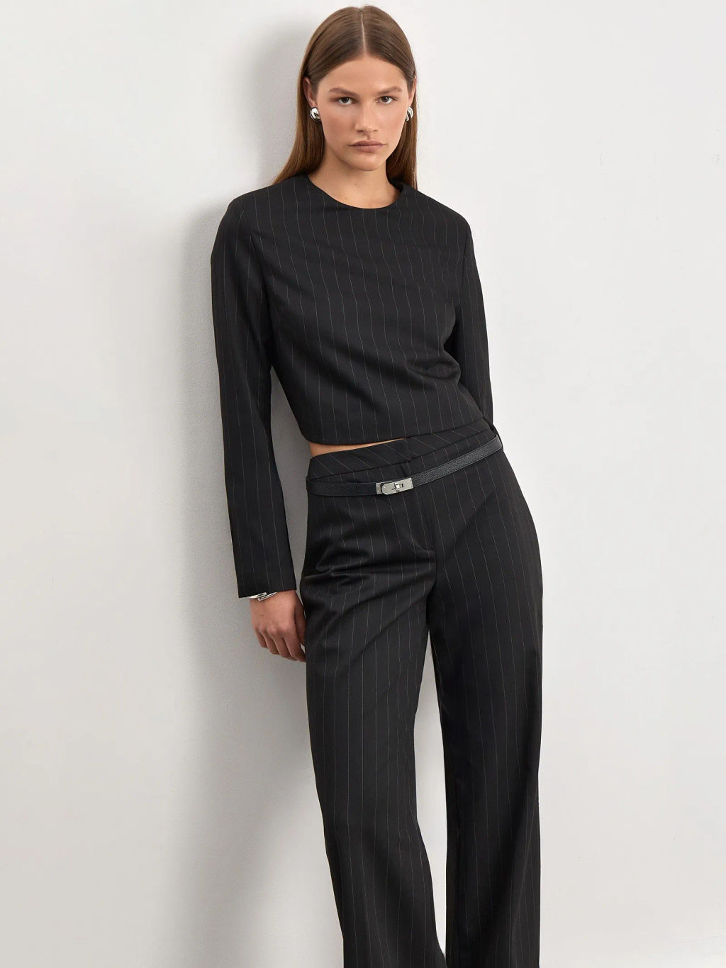 Блузка укороченная в полоску, B3080/plumet