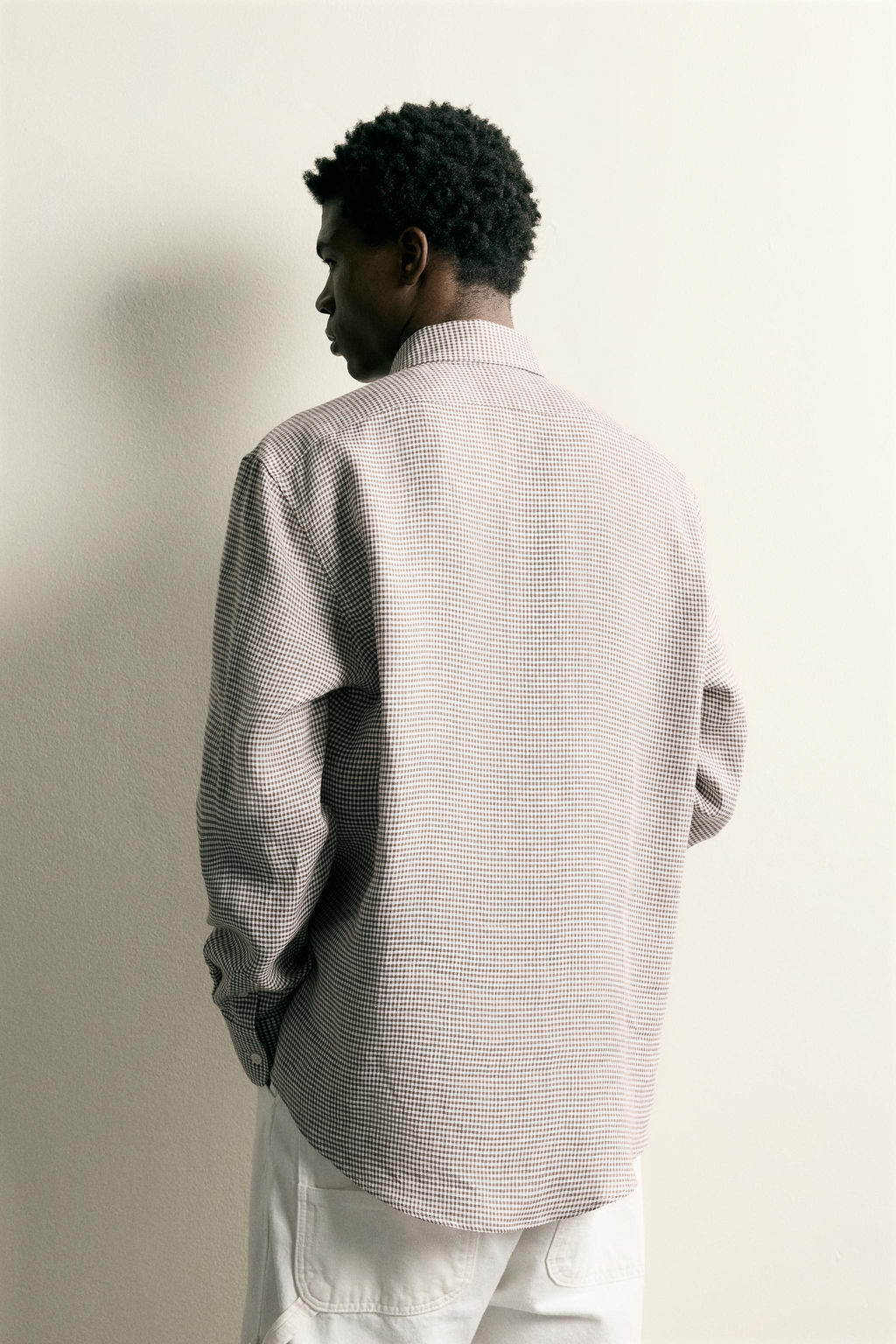 CAMISA REGULAR FIT CUADROS 100% LINO / Tostado - Zara фото 3