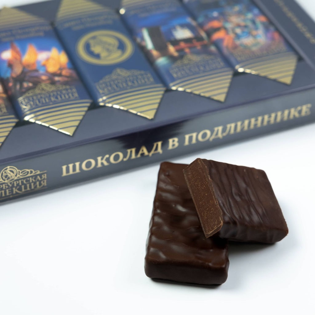 Шоколадные конфеты ТЕМНЫЙ ШОКОЛАД.МОЛОЧНЫЙ ШОКОЛАД.КОНЬЯК Виды СПб190г - Петербургская коллекция фото 2