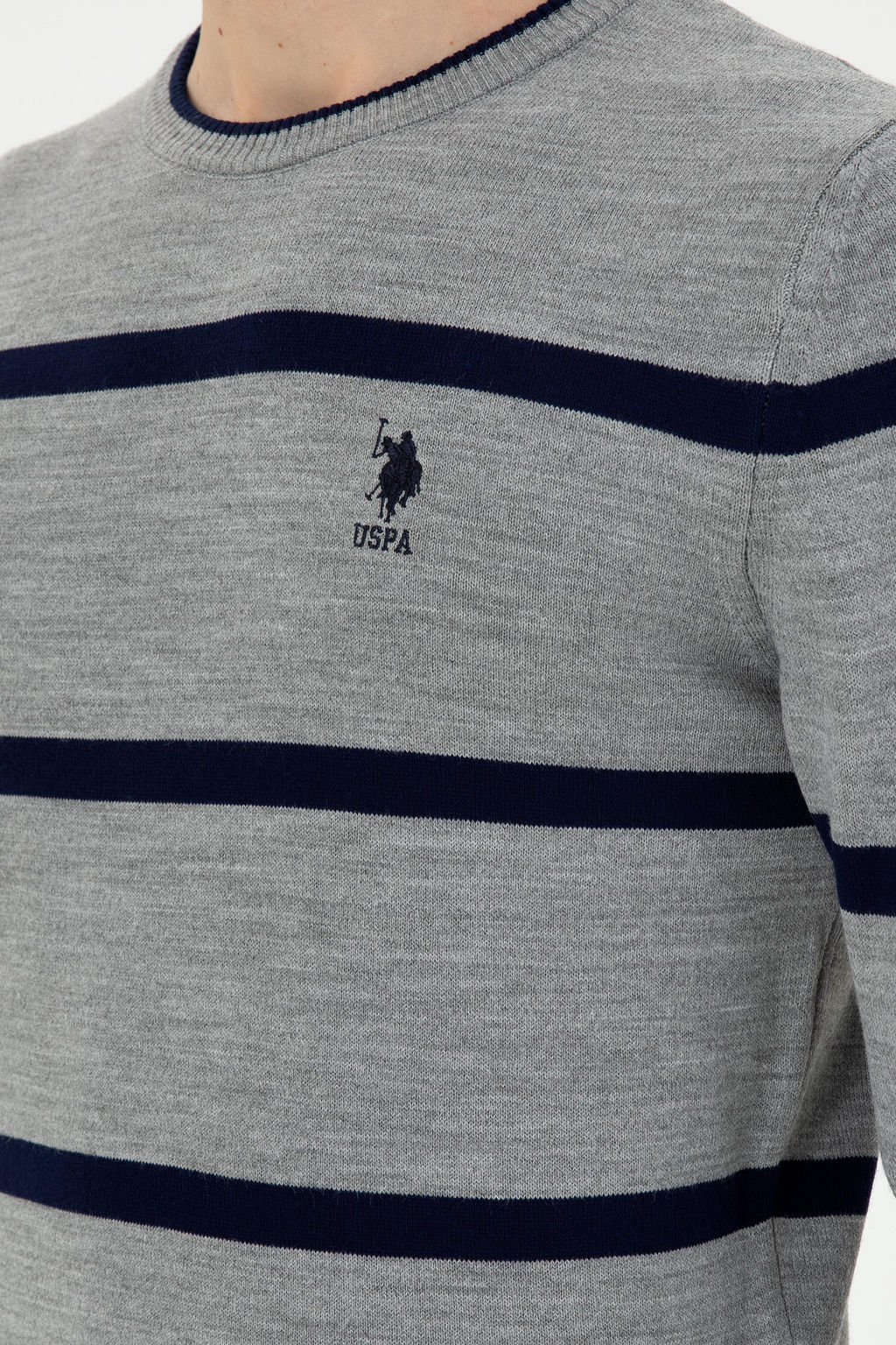 Мужской серый меланжевый свитер - U.s. polo assn фото 7