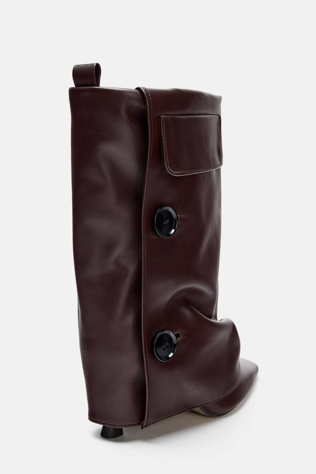 LEATHER FOOTED LEGGINGS HEELED ANKLE BOOTS - Zara фото 8