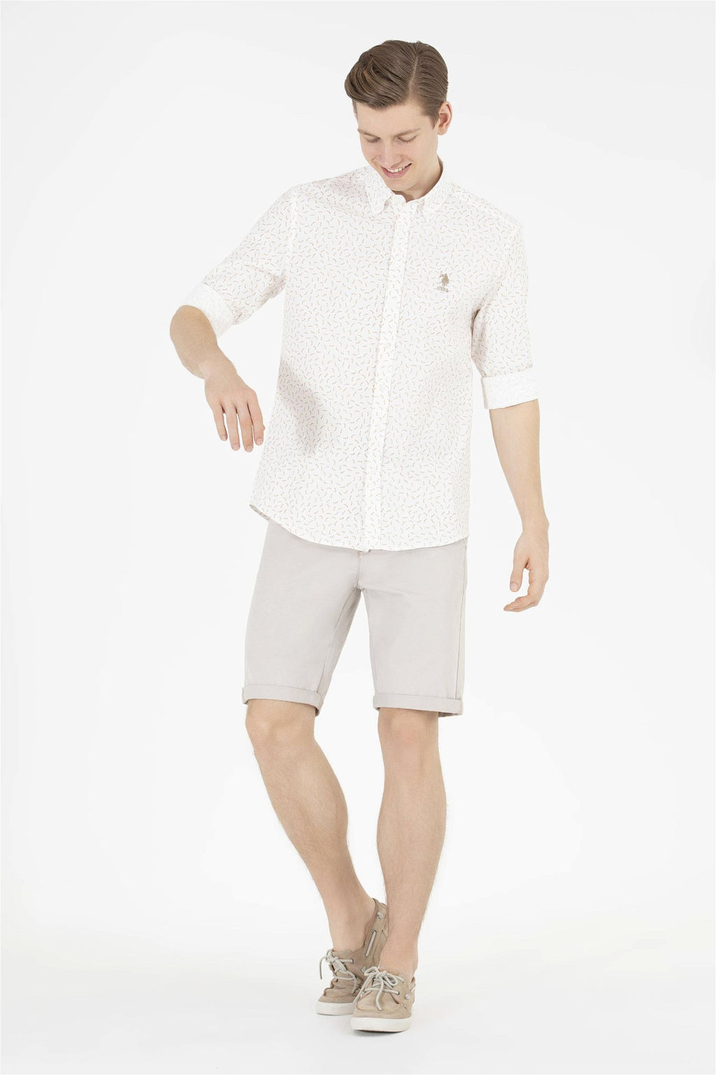 U. S. Polo Assn / Мужская рубашка Camel с длинным рукавом - U.s. polo assn фото 10