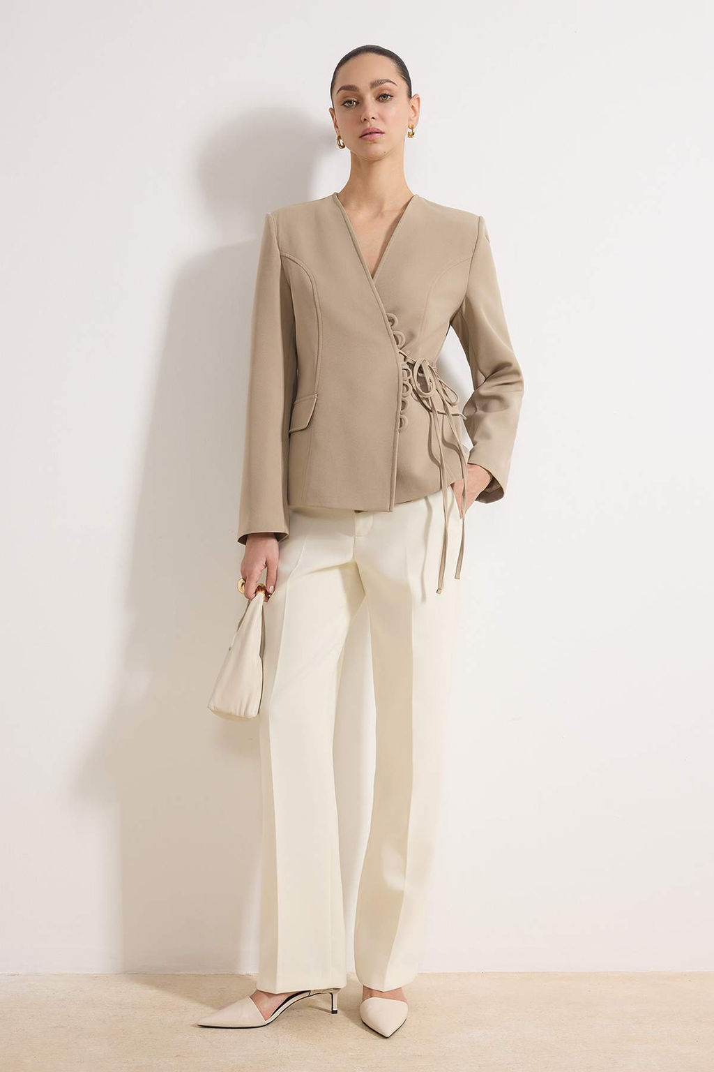 Vizon Kruvaze Baglama Detayl? Cepli Dokuma Blazer Ceket TWOSS26BC00024 - Trendyolmilla фото 2