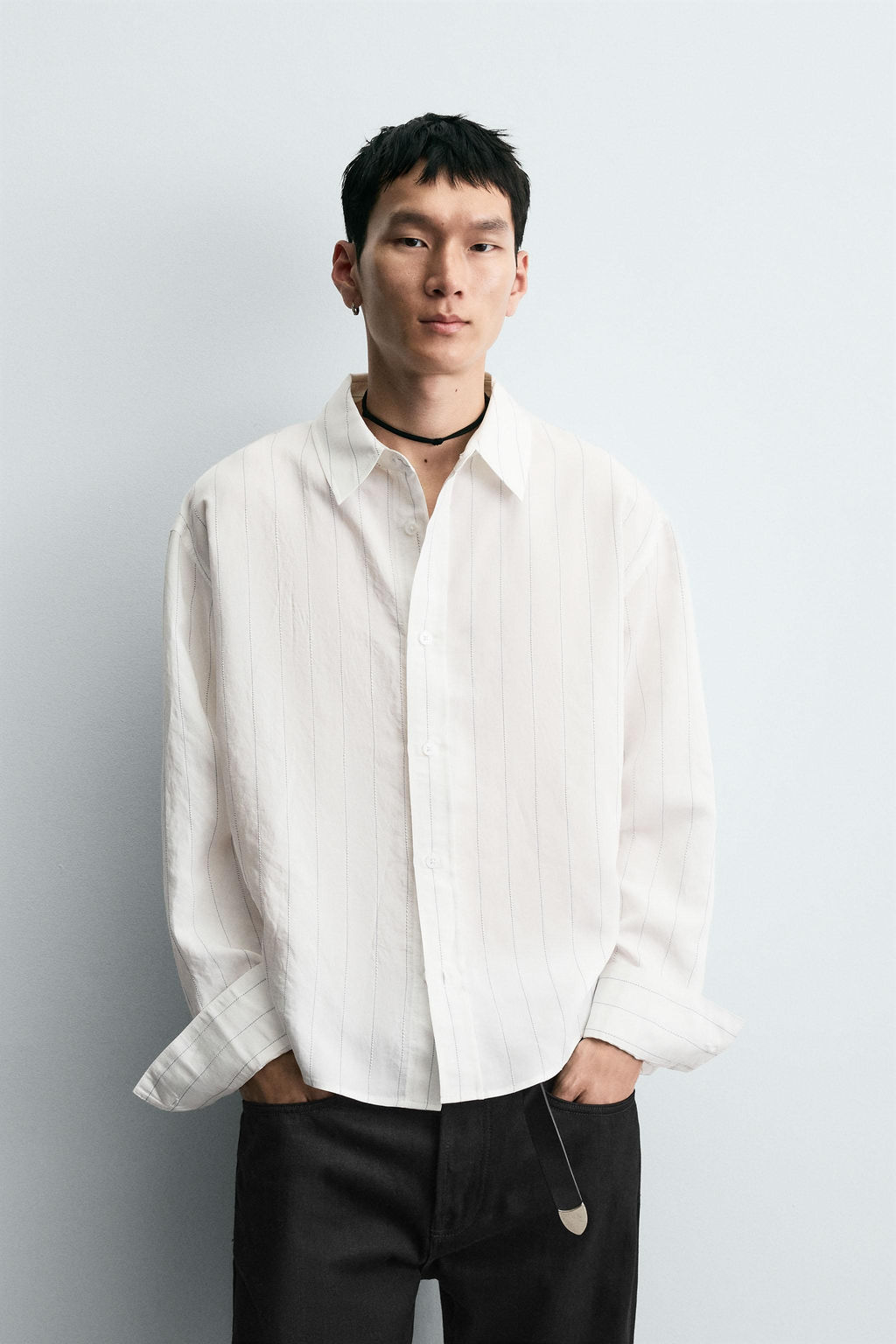IRREGULAR STRIPE FLOWING SHIRT - Zara фото 2
