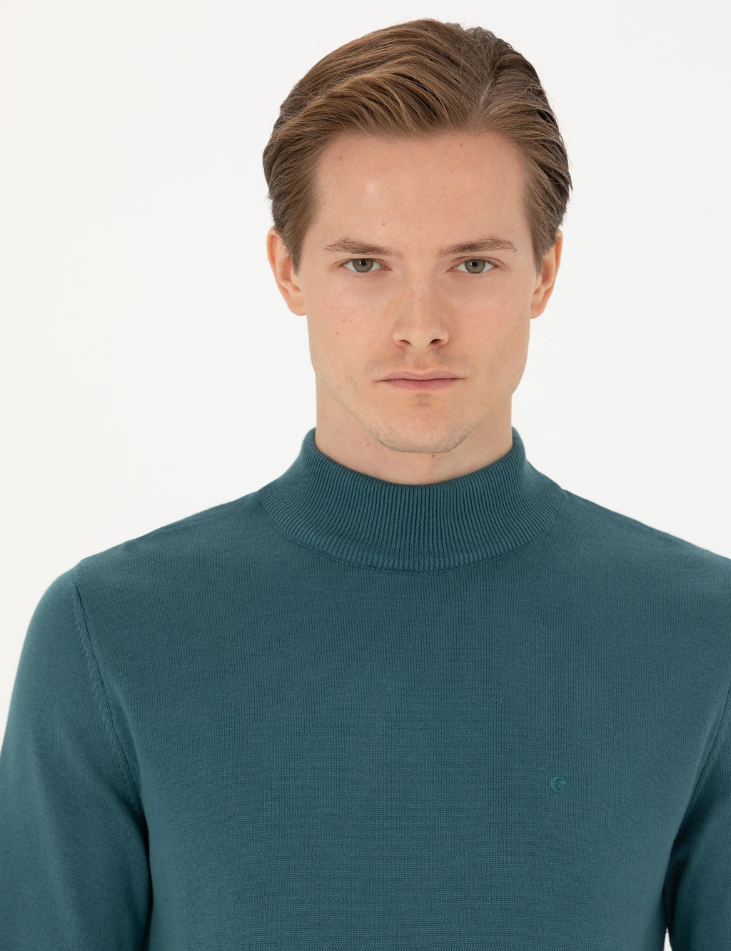 Базовый трикотажный свитер приталенного кроя Petrol Half Fisherman - Cacharel фото 2