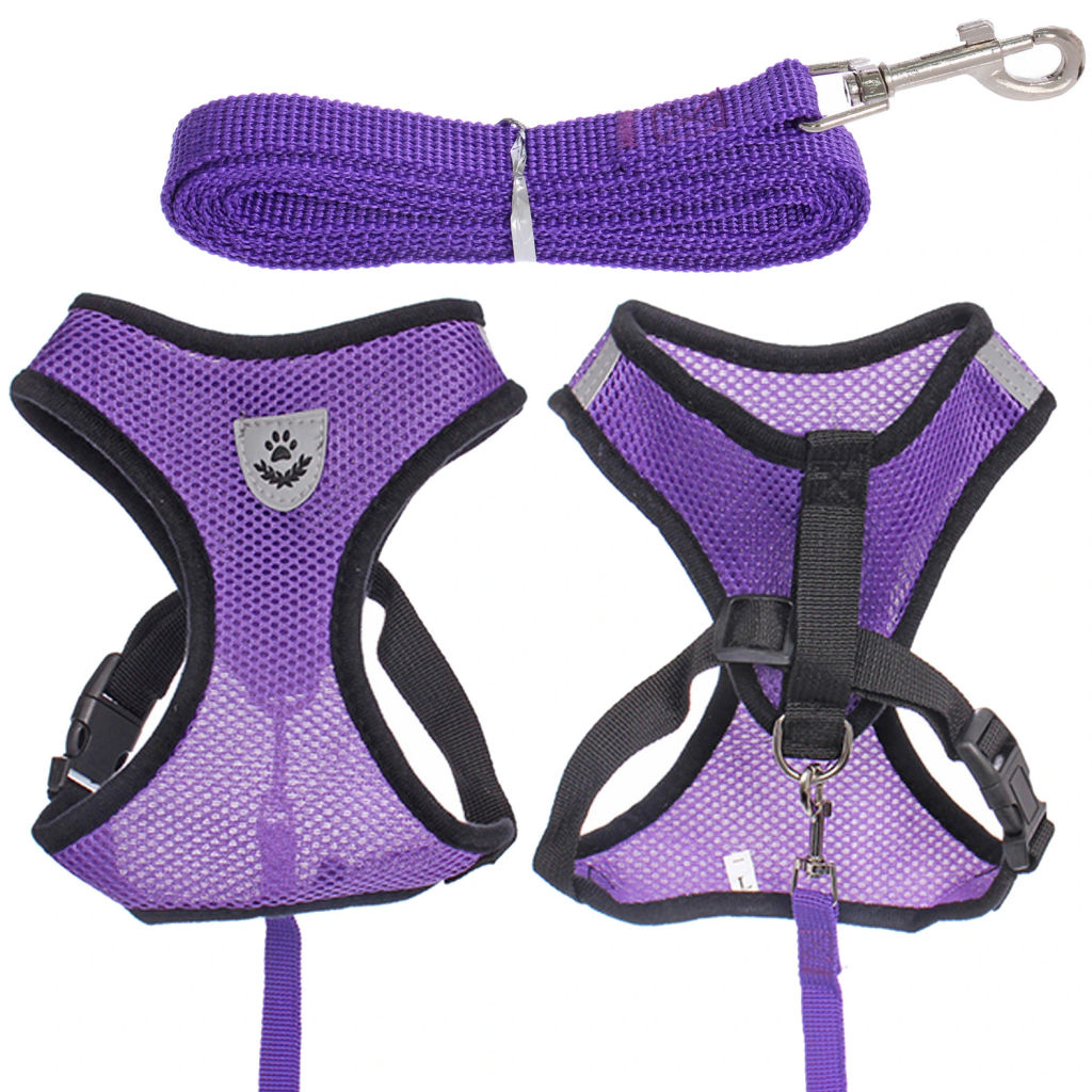 Цена за 2 шт. Шлейка с поводком 118см "Sweet puppy" размер L, цвет фиолетовый