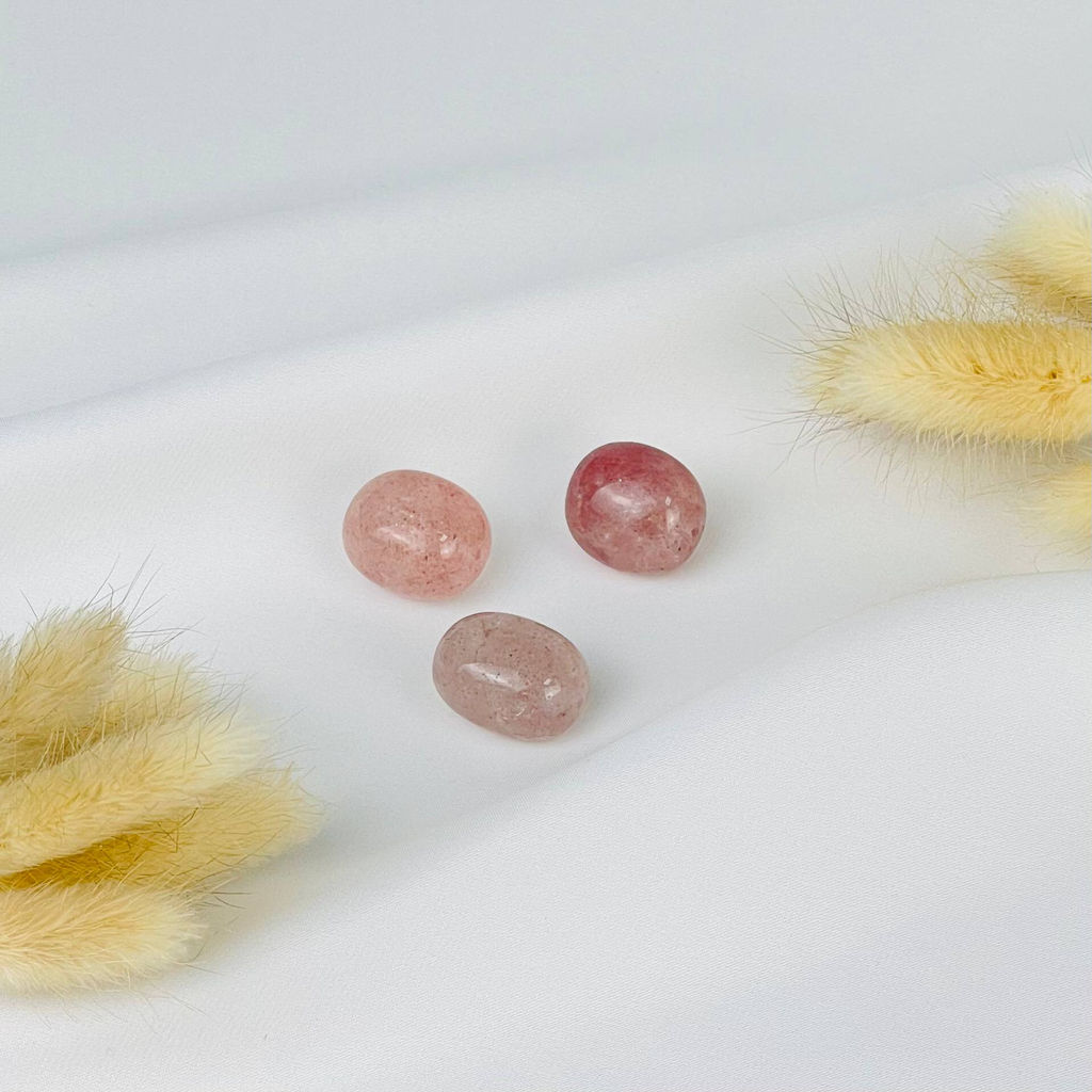 Бусины для украшений из Клубничного кварца (3 шт)