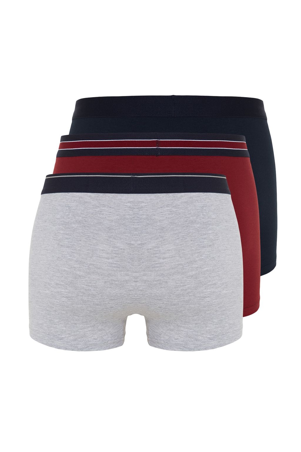 TRENDYOL MAN Bordo-Gri-Lacivert Duz Cizgili Lastikli 3lu Paket Boxer TMNSS23BX00016 - Trendyolmilla фото 3