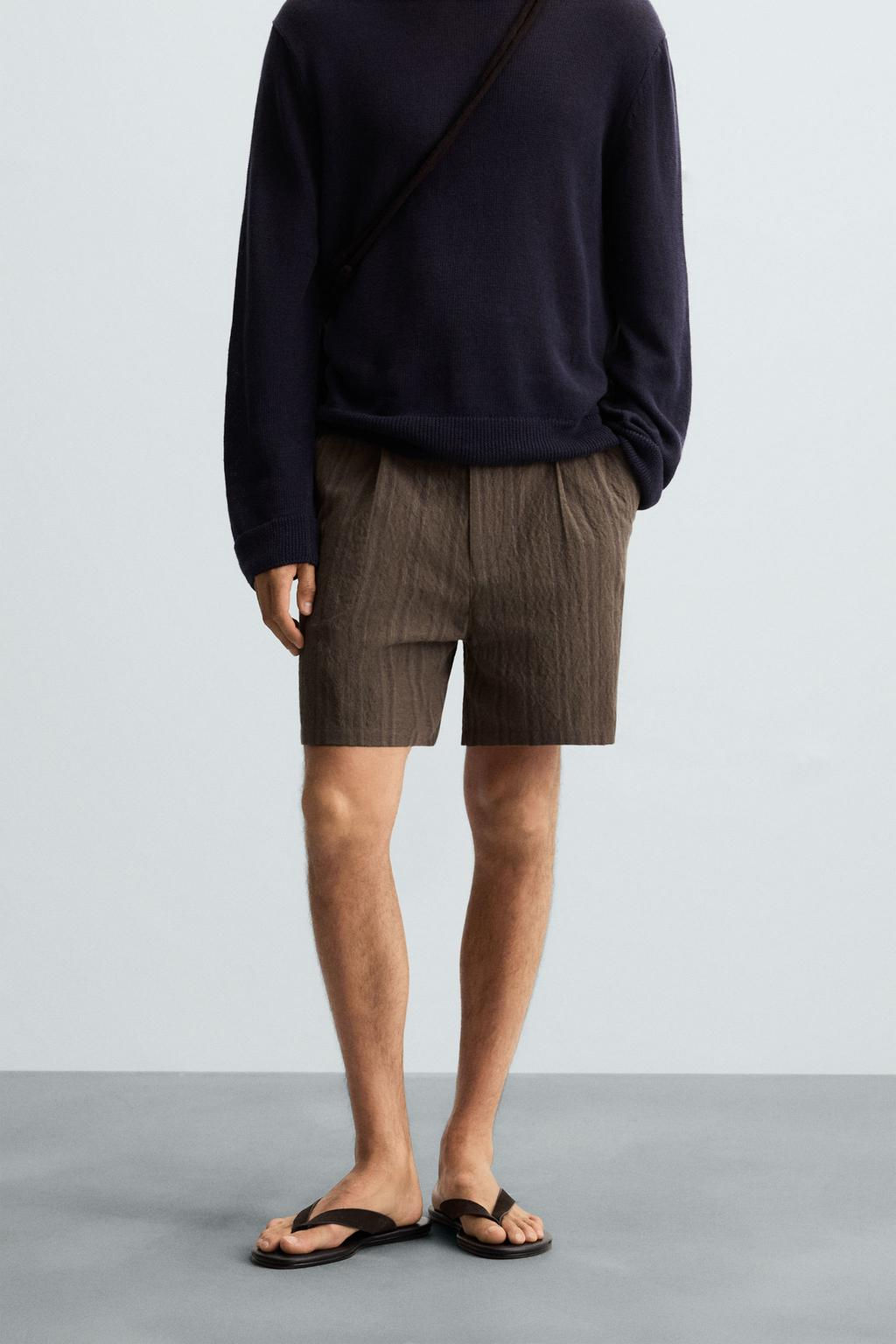 STRIPED REGULAR FIT BERMUDA SHORTS - Zara фото 3