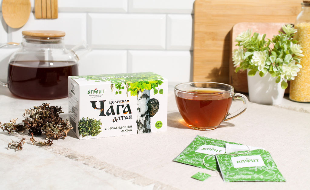 Чайный напиток целебная ЧАГА Алтая с ИСЛАНДСКИМ МХОМ Алфит 7805