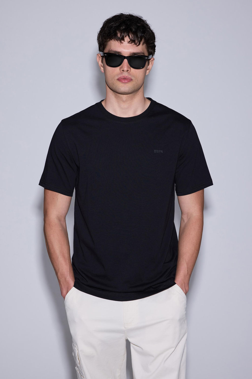 Erkek Siyah Regular Fit Polo Yaka Basic Ti__rt