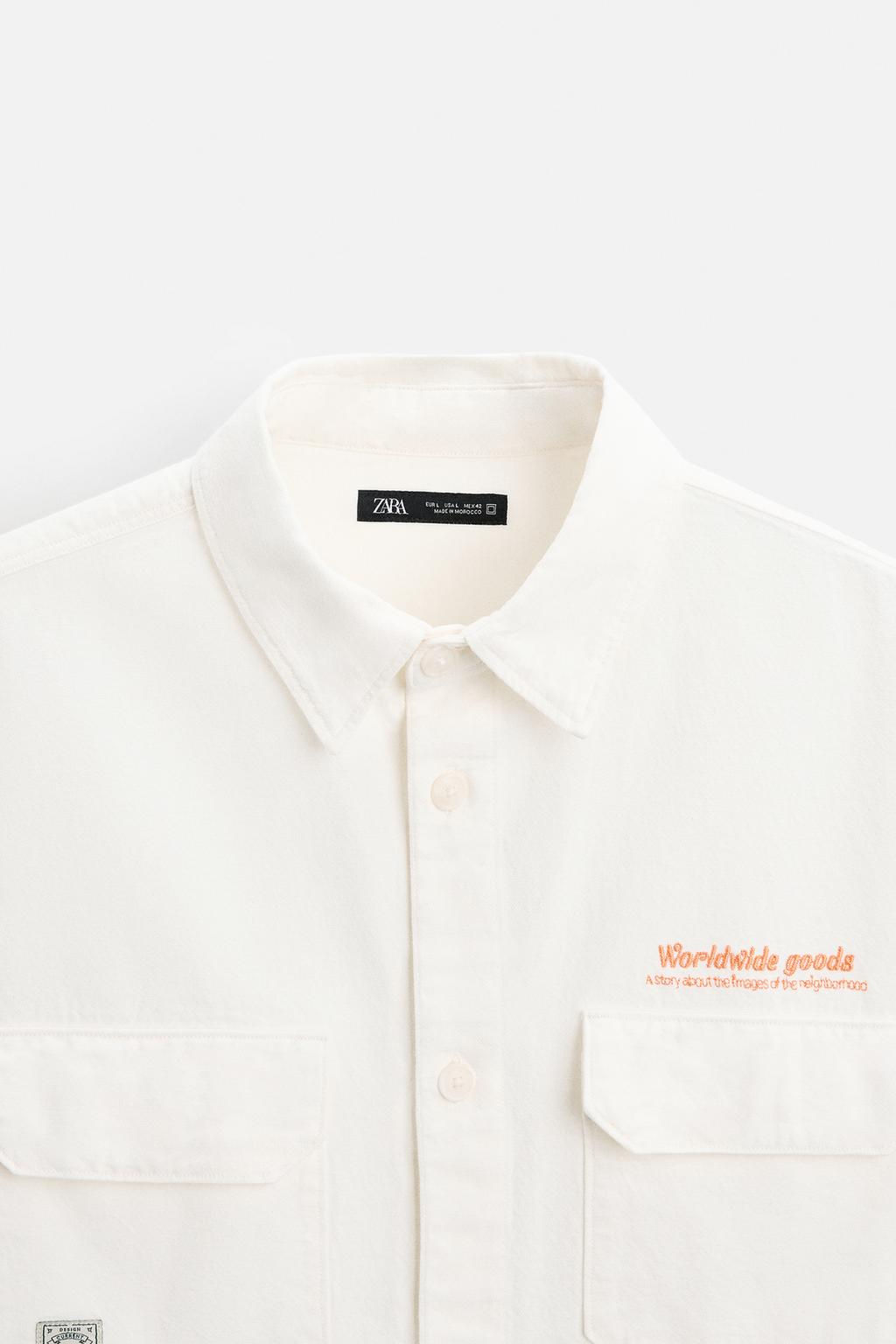 EMBROIDERED TEXT SHIRT - Zara фото 8